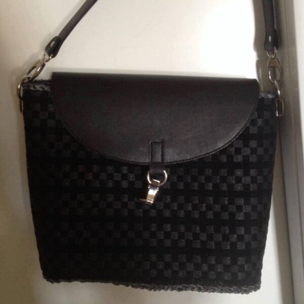 checkered crochet bag