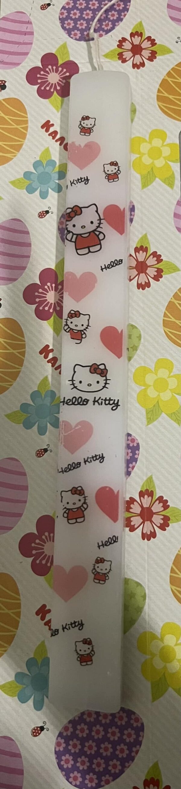 hello kitty χειροποιήτη πασχαλινή λαμπάδα για τους μικρούς μας φίλους